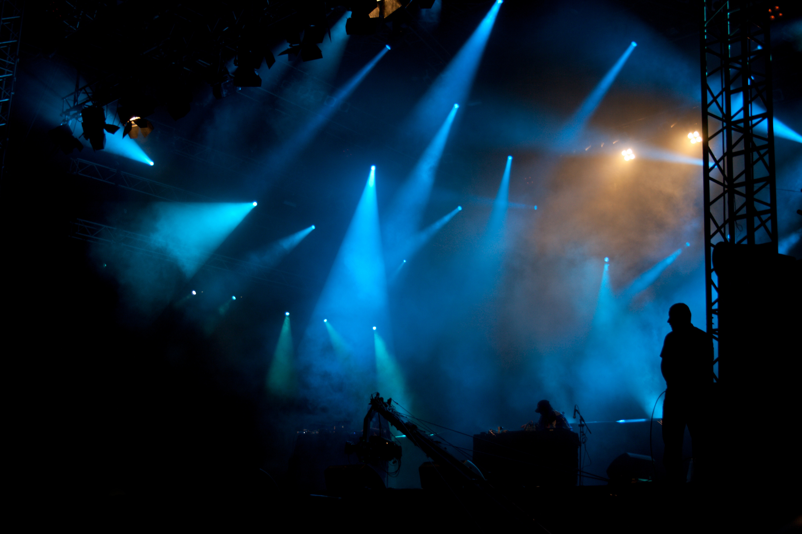 Music concert with blue stage lights